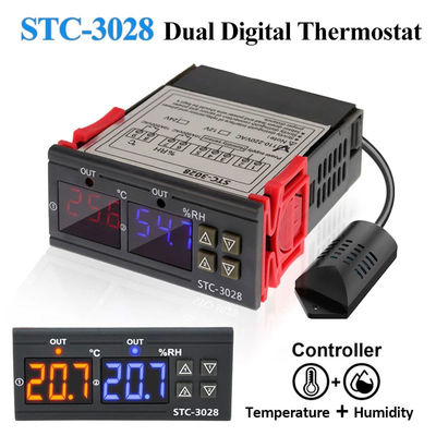 STC-3028 AC 220V DC 12V-24V Controlador de temperatura de humedad Dispositivo de monitoreo de doble potencia