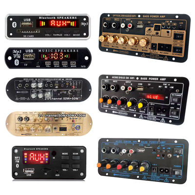 Tarjeta de amplificador D50 con audio óptico BT 5.0 AMP USB FM Radio TF Player para el hogar y el coche