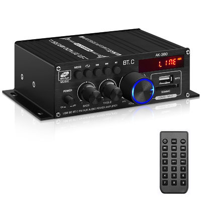 AK-380 Amplificador de energía de 400W con Bluetooth 5.0 y 2.0 CH HiFi Stereo para audio en el hogar