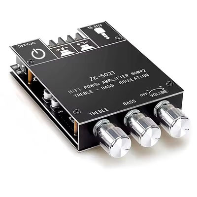 TPA3116D2 Modulo de amplificador de audio de subwoofer ZK-502T 2 canales de placa estéreo de audio con 2 * 50W de bajo AMP y comunicación AUX