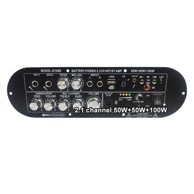 Panel de amplificador digital de D1000 2.1 canales 50W+50W+100W 12V Subwoofer Amplificador de potencia con control de tono alto / bajo