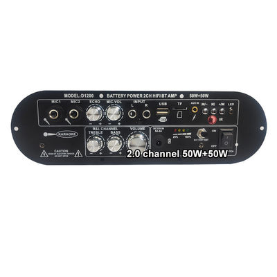 D1200 2.0 Canal 50W+50W BT Digital Amplifier Board 12V Recargable para uso en el coche en el hogar DJ