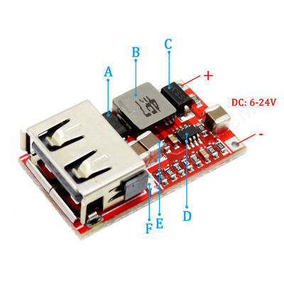 Módulo de poder de DC Buck Step Down Converter 12v 5v 12V/24V al módulo de poder descender del módulo 6-24V DC del cargador USB del COCHE de 5V 3A