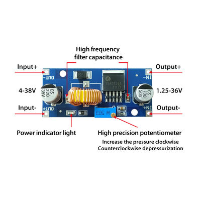 Ondulación baja del poder más elevado descender del tablero 4~38V de CA-4015 5A DC-DC mucho más alla del módulo de fuente de alimentación de LM2596 XL4015E
