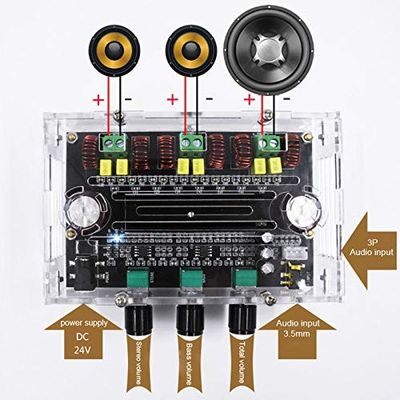 Modulo de amplificador de audio de 3 canales DC 6-100V con potencia de salida de 80W*2+100W para sistemas de audio profesionales