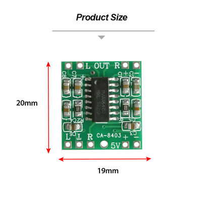 Módulo de amplificador de audio ultra pequeño de 20x19 mm con salida de 2x3W y placa de amplificador de potencia digital de clase D de 5V de potencia continua