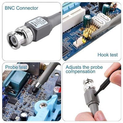 P6100 BNC Tester Tool Osciloscopio Probe Kit 100MHz 1X 10X Clip 2 piezas conjunto