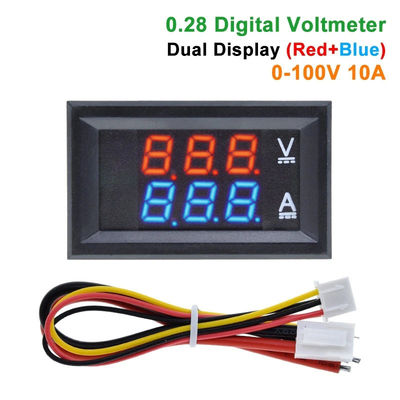 Voltio amperio de DC 0-100V 10A Digitaces mide la CA 0,28&quot; impulsión azul roja IC
