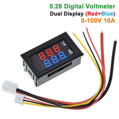 Voltio amperio de DC 0-100V 10A Digitaces mide la CA 0,28&quot; impulsión azul roja IC