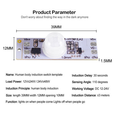 Módulo elegante PIR Motion Sensor Module Switch del sensor de DC 12V 24V