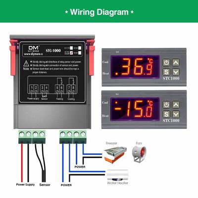 Regulador 10A de la humedad de Digitaces de la exhibición del LCD con la CA 110-220V del sensor de NTC