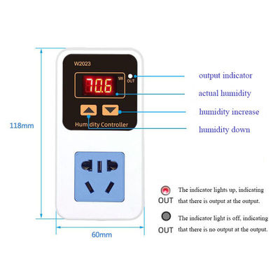W2023 Interruptor de control de humedad electrónico inteligente montado en la pared Regulador digital 110V-220V