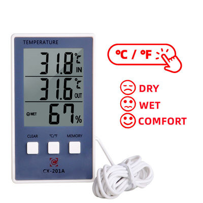 estación meteorológica de la punta de prueba del sensor de la exhibición del metro C/F LCD de la humedad de la temperatura de la exactitud 1.8F