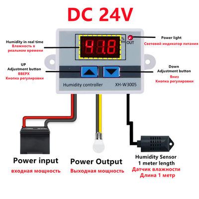 Regulador DC 12V 24V 220V 10A 0~99%RH de la humedad de XH-W3005 Digitaces