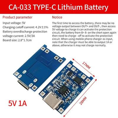 Módulo de carga de baterías de litio tipo C/Micro USB 5V 1A 18650 TP4056 con protección y funciones duales