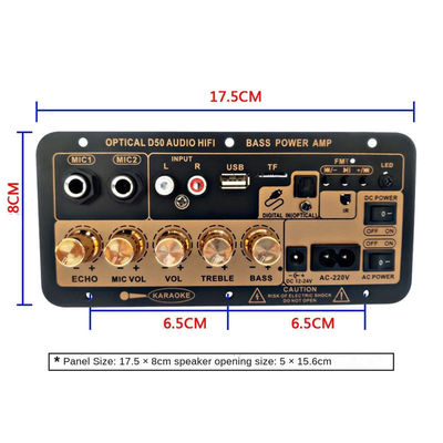 Tabla de amplificador de salida de potencia D50 100W con entrada de audio óptico y tonos altos y bajos ajustables Bluetooth AMP