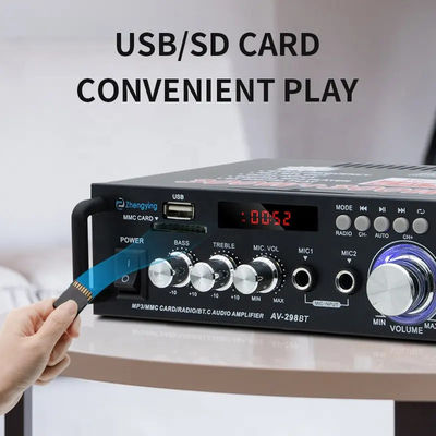 Amplificador de audio estéreo 120W LDZS AV-298BT con BT 2.0 inalámbrico y calidad de sonido HIFI