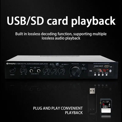 Amplificador de audio profesional de 5.1 canales LDZS con 200W + 200W de potencia y soporte Bluetooth para sistemas de cine en casa