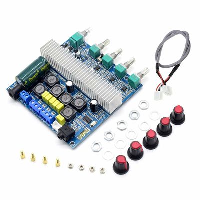 Tarjeta de audio Bluetooth 5.0 del amplificador HiFi 2.1 con salida de 2*50W+100W y fuente de alimentación DC12~24V