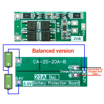 2S 20A 7.4V 8.4V 18650 Junta de protección de baterías de litio estándar/balance Diy Bms para 18650