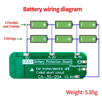 CA-3S-20A-E 11.1V 12V 12.6V BMS Batería de protección de la placa de litio 3s módulo BMS