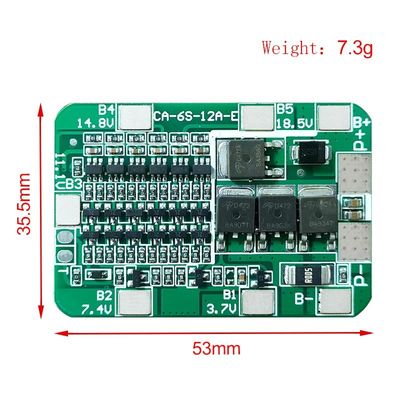 CA-6S-12A-E 24V placa de protección de PCB BMS para 6 paquetes 18650 módulo de batería de litio de iones de litio