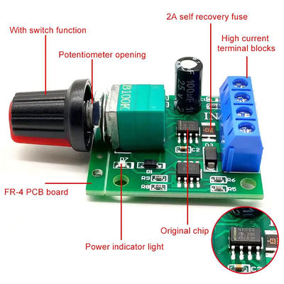 CA-102A Controlador de velocidad de motor PWM 2A 30W 1.8V 3V 5V 6V 12V