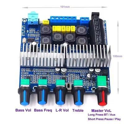 Placa amplificadora de potencia de audio CA-3169B de 2.1 canales con chip TPA3116D2 y salida máxima de 100 W