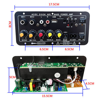 Tarjeta de audio amplificador D10 BT con potencia máxima de 200 W Bluetooth 5.0 y entrada de micrófono dual para Karaoke