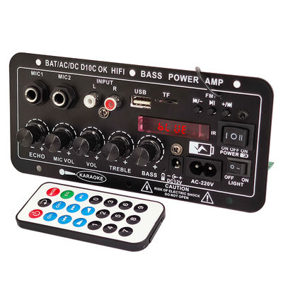 Amplificador de automóviles de 24V/220V Amplificador de audio mono con micrófono dual de 120W y Bluetooth para subwoofer y karaoke