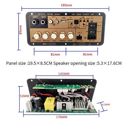 Tabla de amplificador mono BT de 100W con canales 2.0 para audio doméstico y automotriz