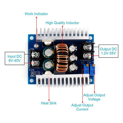 Módulo Step Down de convertidor de corriente corriente continua de 300W 20A DC-DC Buck con rango de limitación de corriente de 0,2-20A