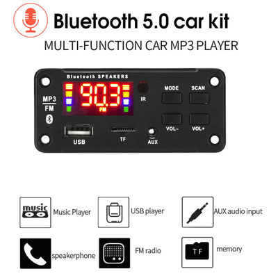 Módulo de amplificador de audio de automóvil Bluetooth 5.0 de 50W con radio USB TF FM y canales 5.0