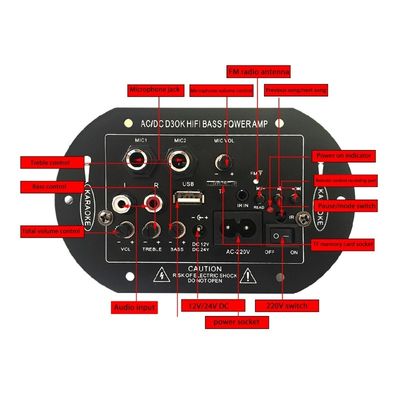 D3OK HIFI Bass Power Home Amplifier Board con 2 canales Bluetooth 4.2 y 12V 24V 220V Audio Amplifier Board
