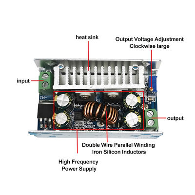 200W DC-DC Buck Module 15A Convertidor paso a paso de 8-55V a 1-36V con montaje estándar