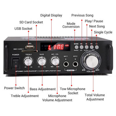 2 canales 2.0 pantalla LCD 300W 300W Digital Audio HIFI amplificador de potencia estéreo para el sonido