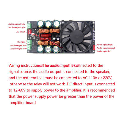 2X500W Clase D Digital Stereo Amplificador de potencia de la placa 12V-48V para el coche Karaoke Casa Teatro Subwoofer altavoz