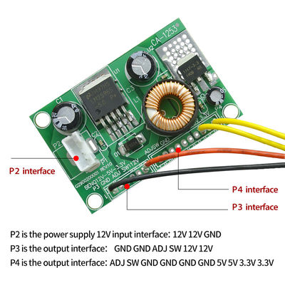 12V a 5V a 3.3V módulo de alimentación LCD placa de conversión de CC con circuito integrado