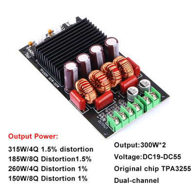 Placa amplificadora Digital de doble canal 2,0 de 300W para módulos receptores y amplificadores HIFI