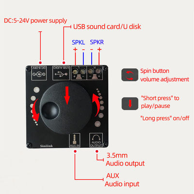 Placa amplificadora de potencia Digital de doble canal 2x50W con BT 5,0 y calidad de sonido HIFI