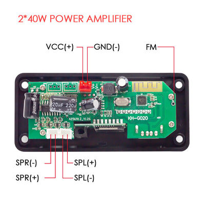 Placa base de Audio Bluetooth para coche de alta potencia compatible con FLAC 2*40W con Bluetooth 5,0 para decodificación de música sin pérdidas