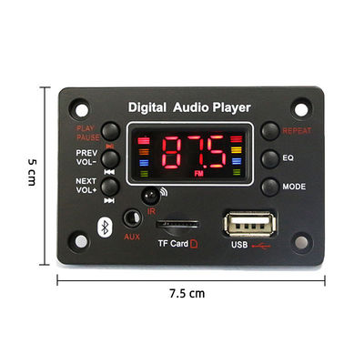 Placa decodificadora de MP3 Bluetooth con función de grabadora de voz de radio FM USB compatible con uso y pantalla WAV