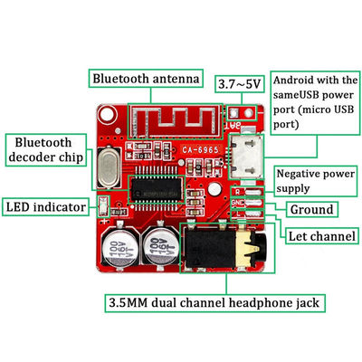 2 canales 5V BT5.0 placa de recepción de audio para módulo de música estéreo inalámbrico