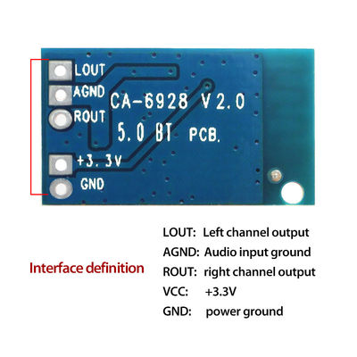 CA-6928 Módulo de audio Bluetooth con entrada de 5V y amplificador de sonido digital doble de tamaño 23x15mm