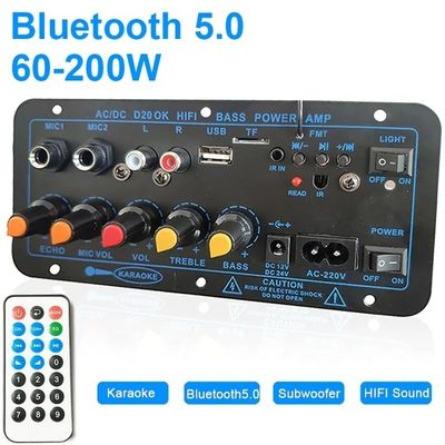D20 200W BT 5.0 Placa amplificadora Amplificador estéreo para automóvil con micrófono dual y soporte para subwoofer