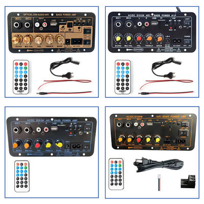 Tabla de amplificador D50 con audio óptico BT AMP USB FM Radio TF Player Negro para automóvil doméstico