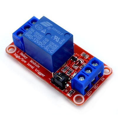 Módulo de relé de 1 canal de carga de contacto 12V con aislamiento de optoacoplador en placa de PCB roja