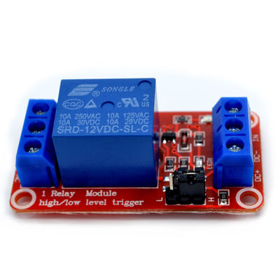 Módulo de relé de 1 canal de carga de contacto 12V con aislamiento de optoacoplador en placa de PCB roja