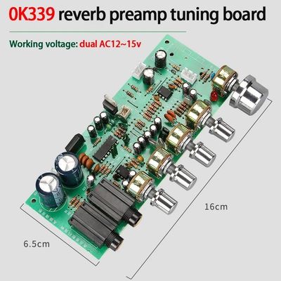 Placa amplificadora de bajo ruido serie OK339 con reverberación para preamplificador de potencia de AC12-15v dual