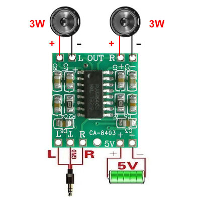 Módulo de Audio amplificador PAM8403, potencia de 2x3W, voltaje estándar de 5V, placa amplificadora de potencia Clase D ultrapequeña